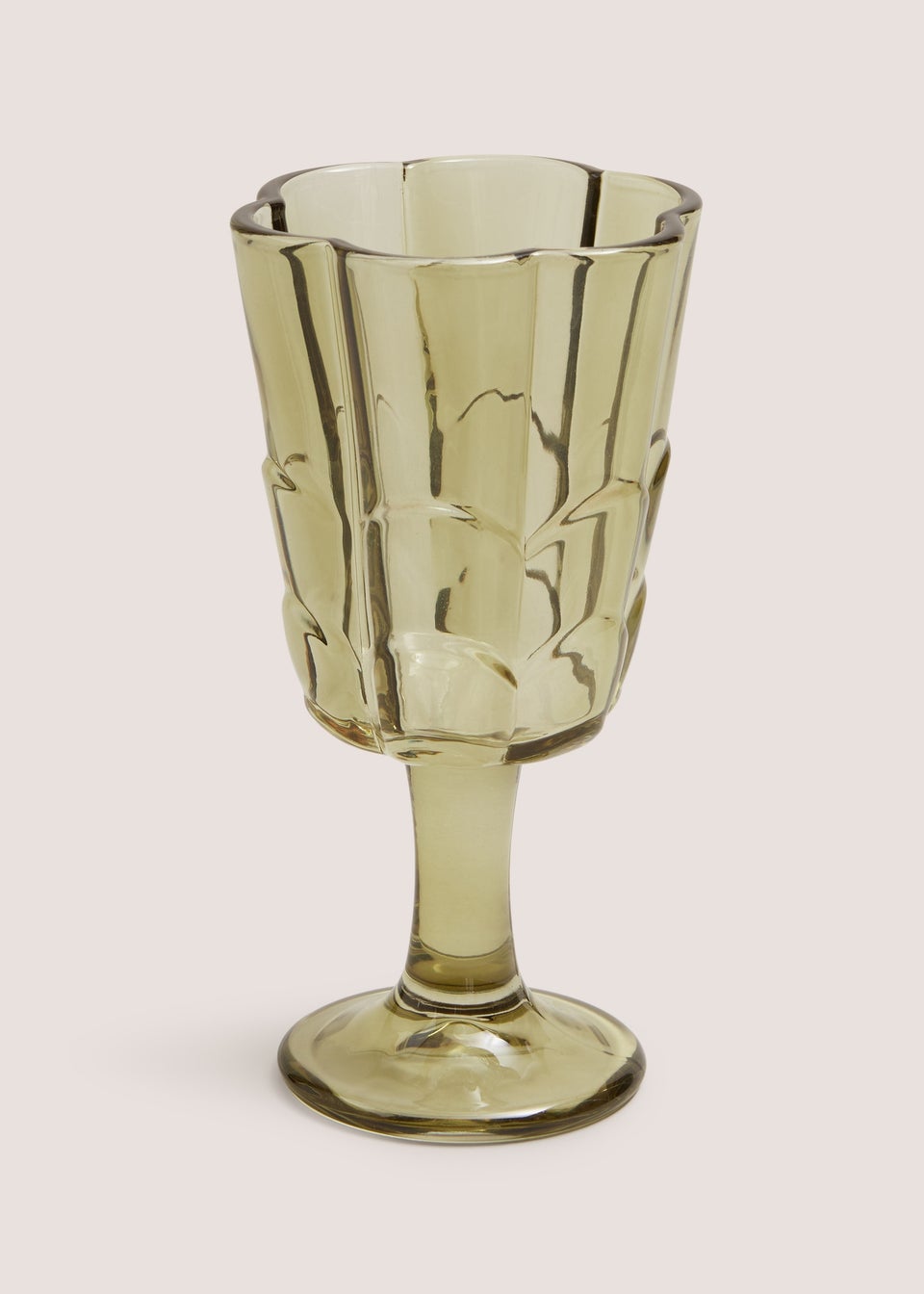 Green Floral Wine Glass