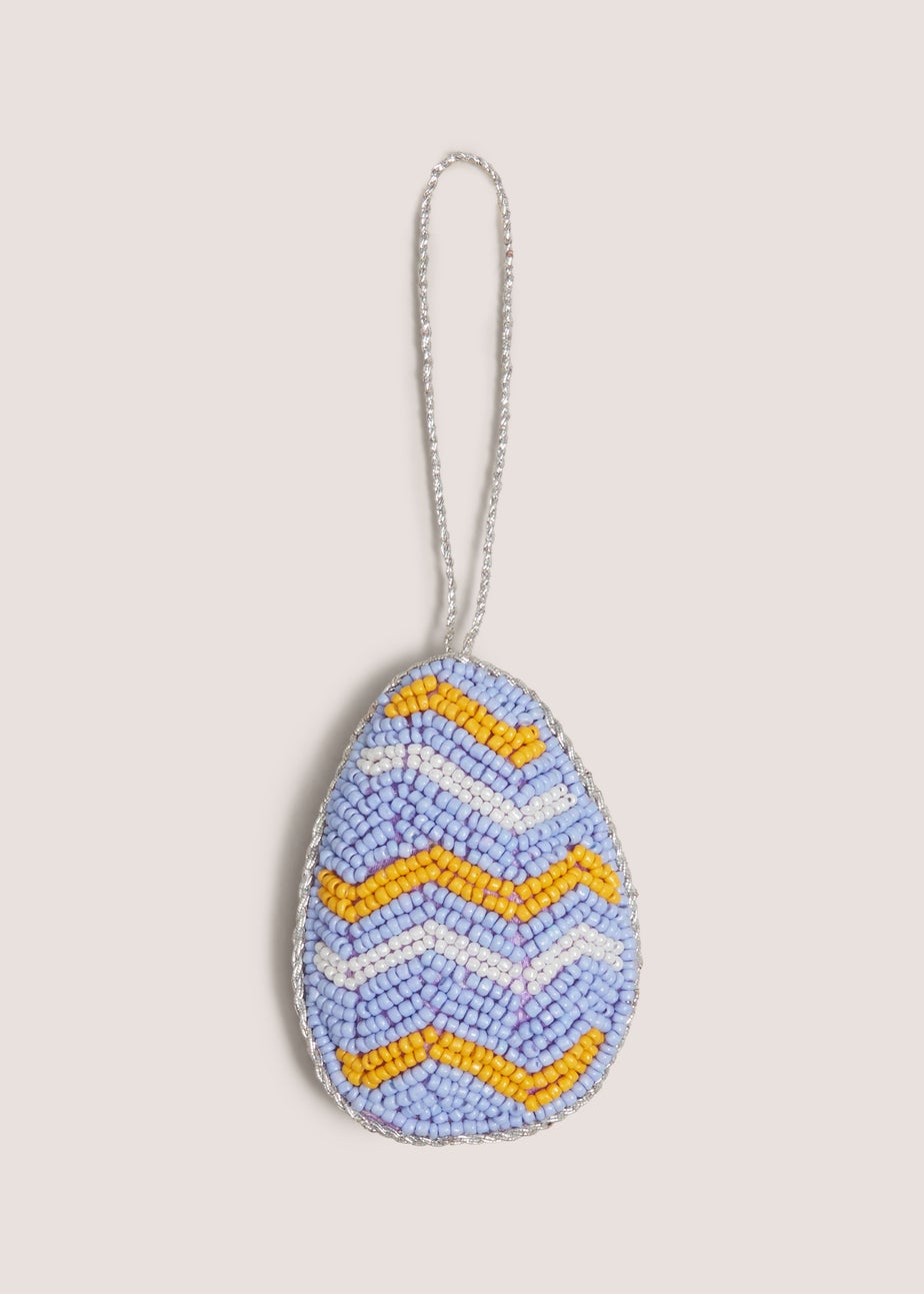 Blue Beaded Egg Easter Decoration