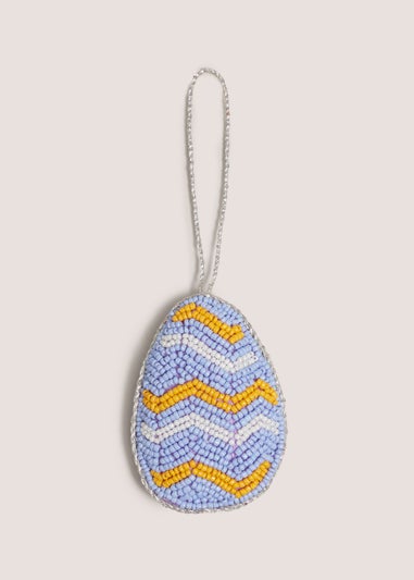 Blue Beaded Egg Easter Decoration