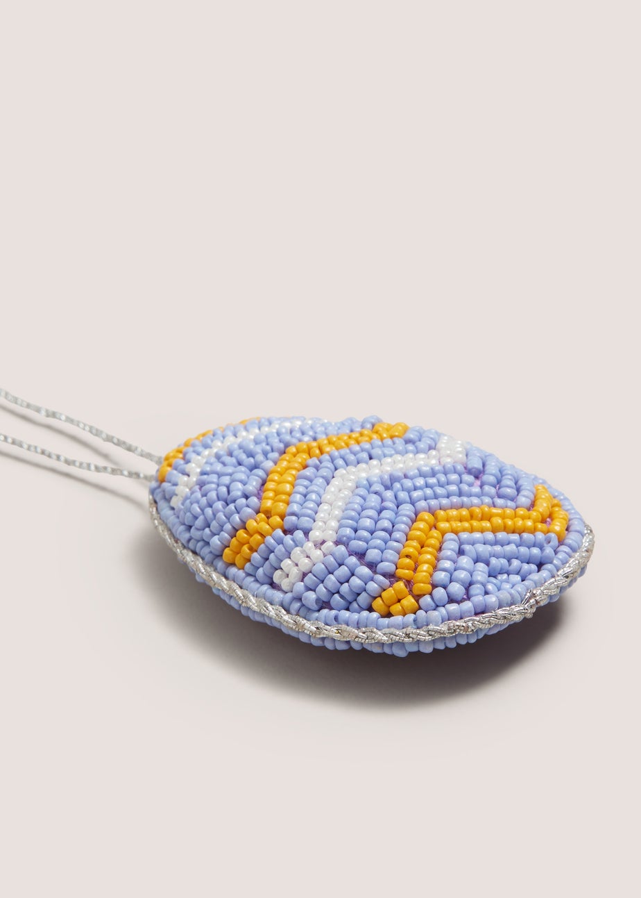 Blue Beaded Egg Easter Decoration