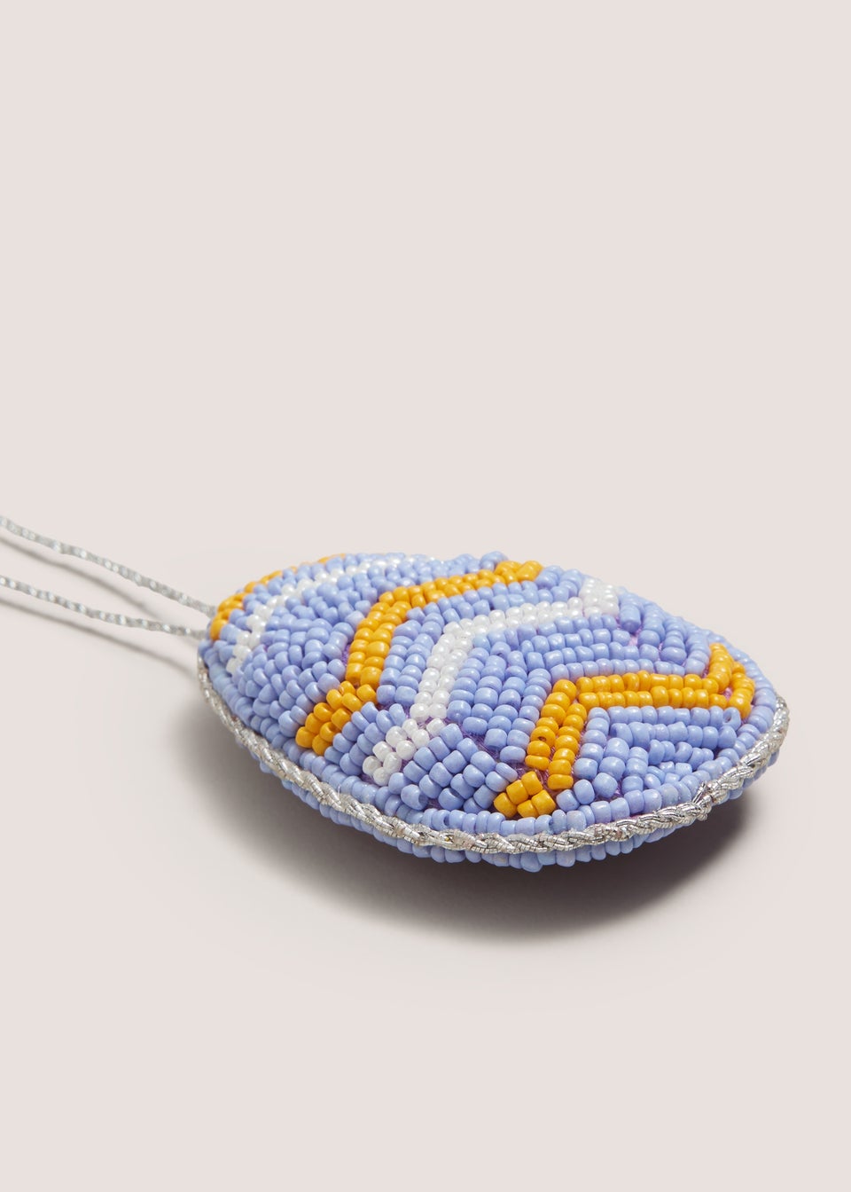 Blue Beaded Egg Easter Decoration