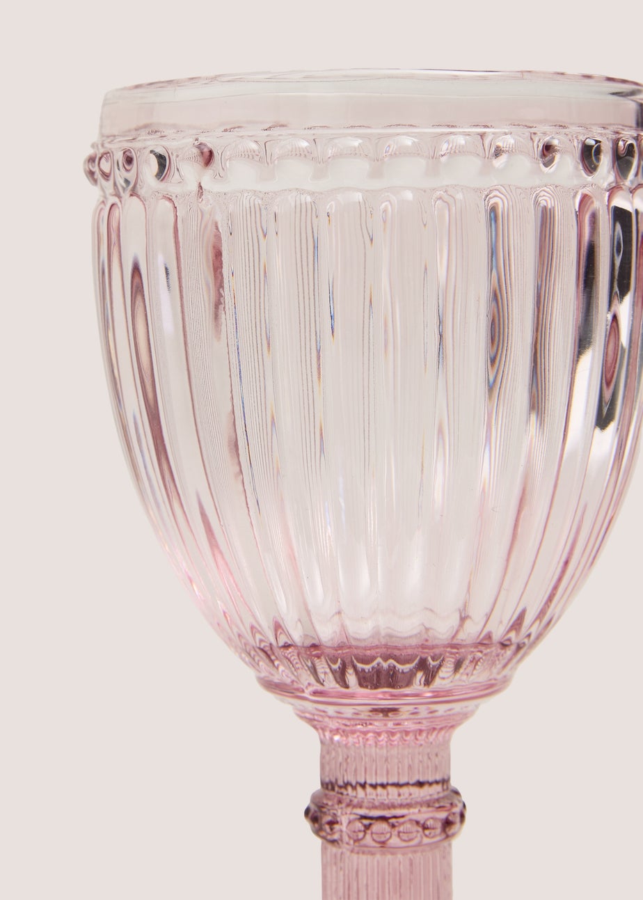Pink Embossed Line Wine Glass