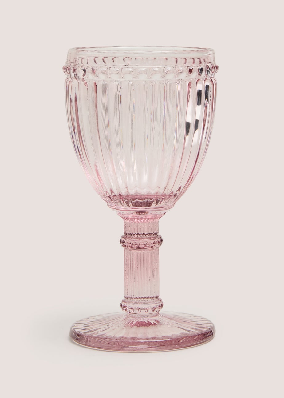 Pink Embossed Line Wine Glass