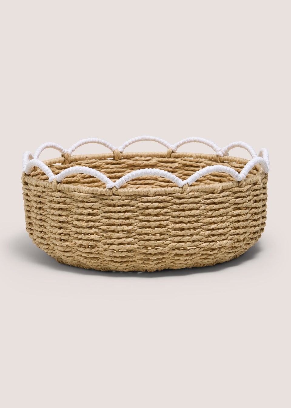 Neutral Scalloped Edge Storage Basket