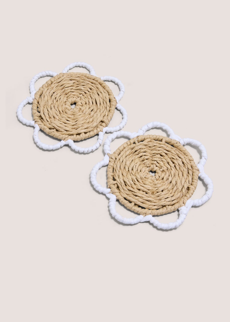 2 Pack Neutral Scallop Edge Coasters