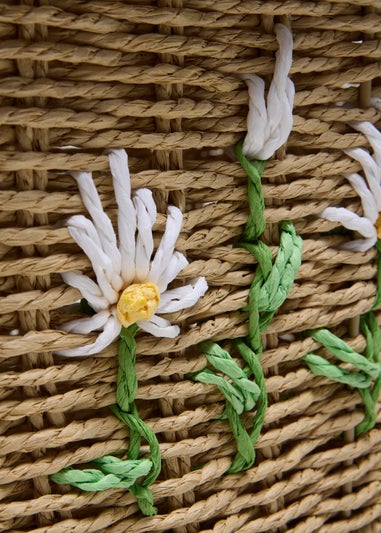 Flower Embroidered Small Storage Basket