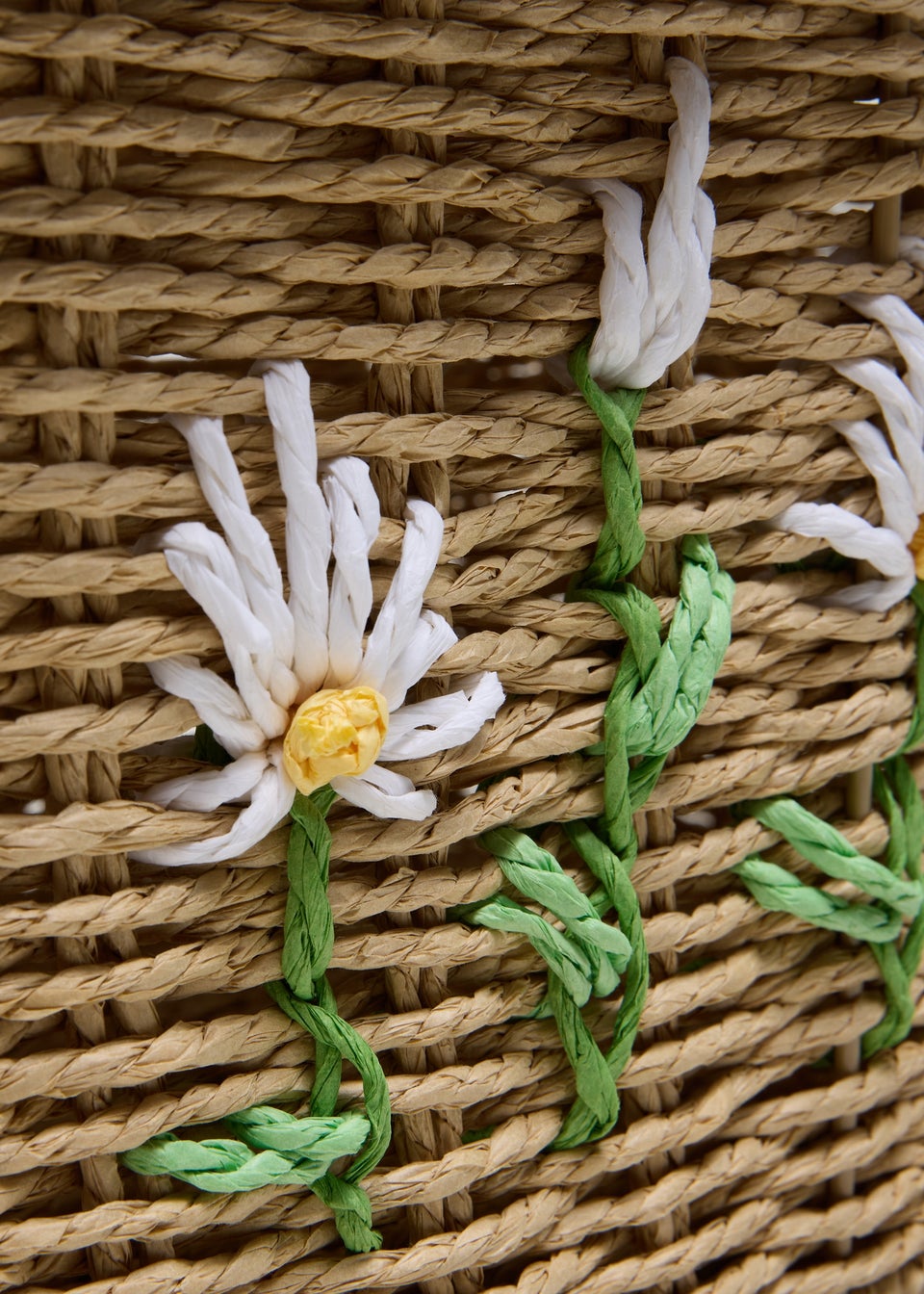 Flower Embroidered Small Storage Basket