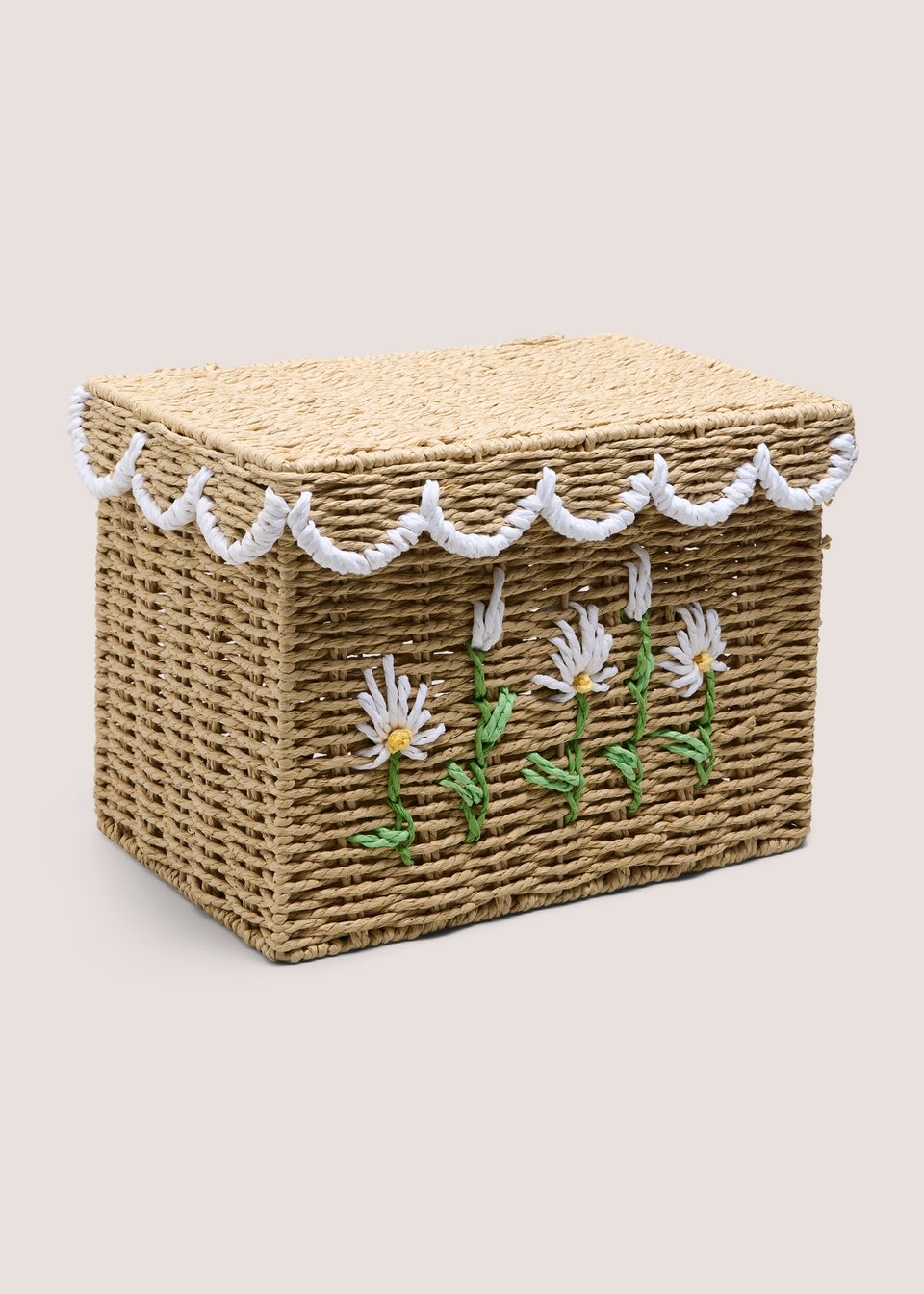 Flower Embroidered Small Storage Basket