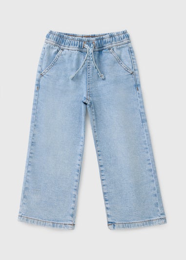 Girls Lightwash Drawstring Wide Leg Jeans (1-7yrs)
