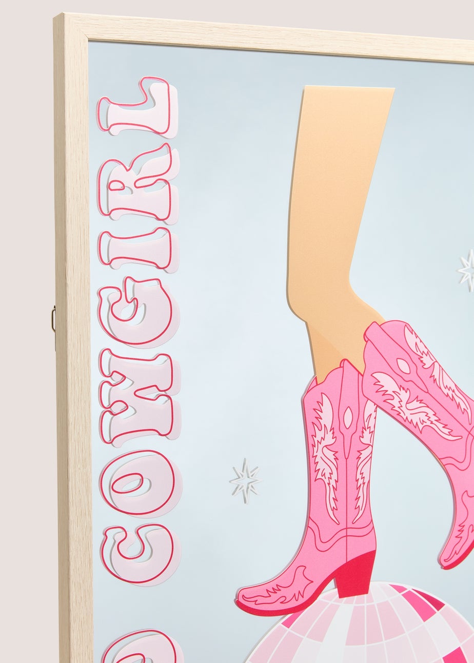 Pink Mirrored Disco Cowgirl Wall Art