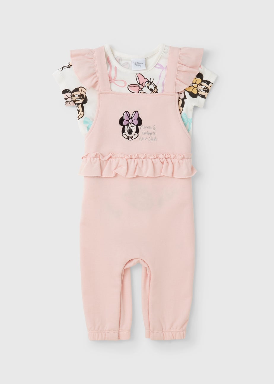 Disney Baby Pink Minnie Frill Dungaree (Newborn-23mths)