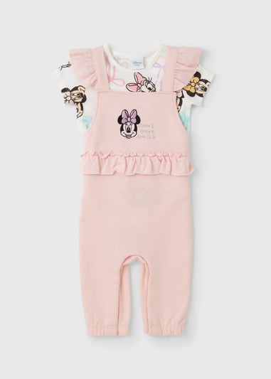 Disney Baby Pink Minnie Frill Dungaree (Newborn-23mths)