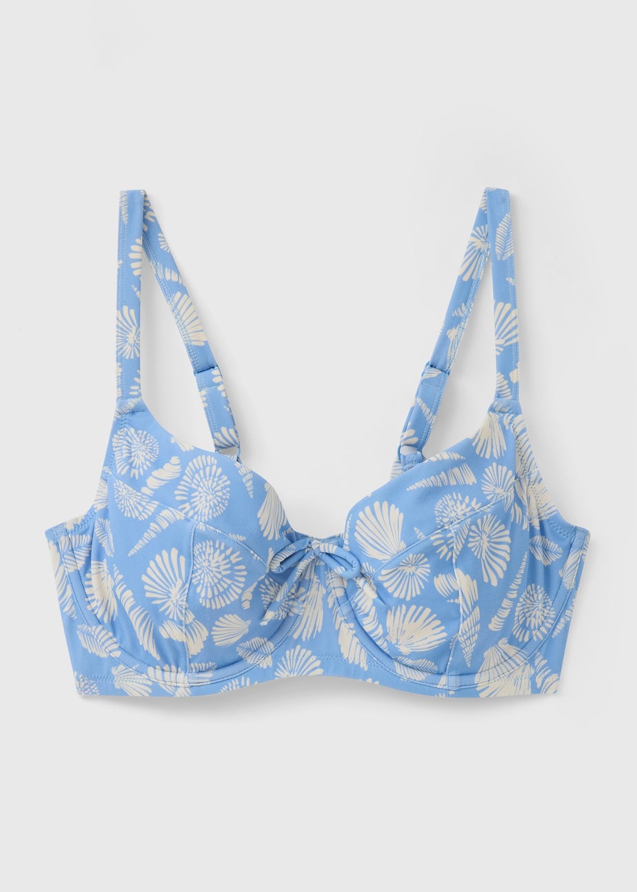 Pale Blue Shell Print DD+ Bikini Top
