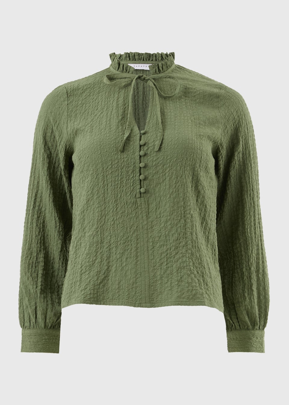Green Textured High Neck Blouse