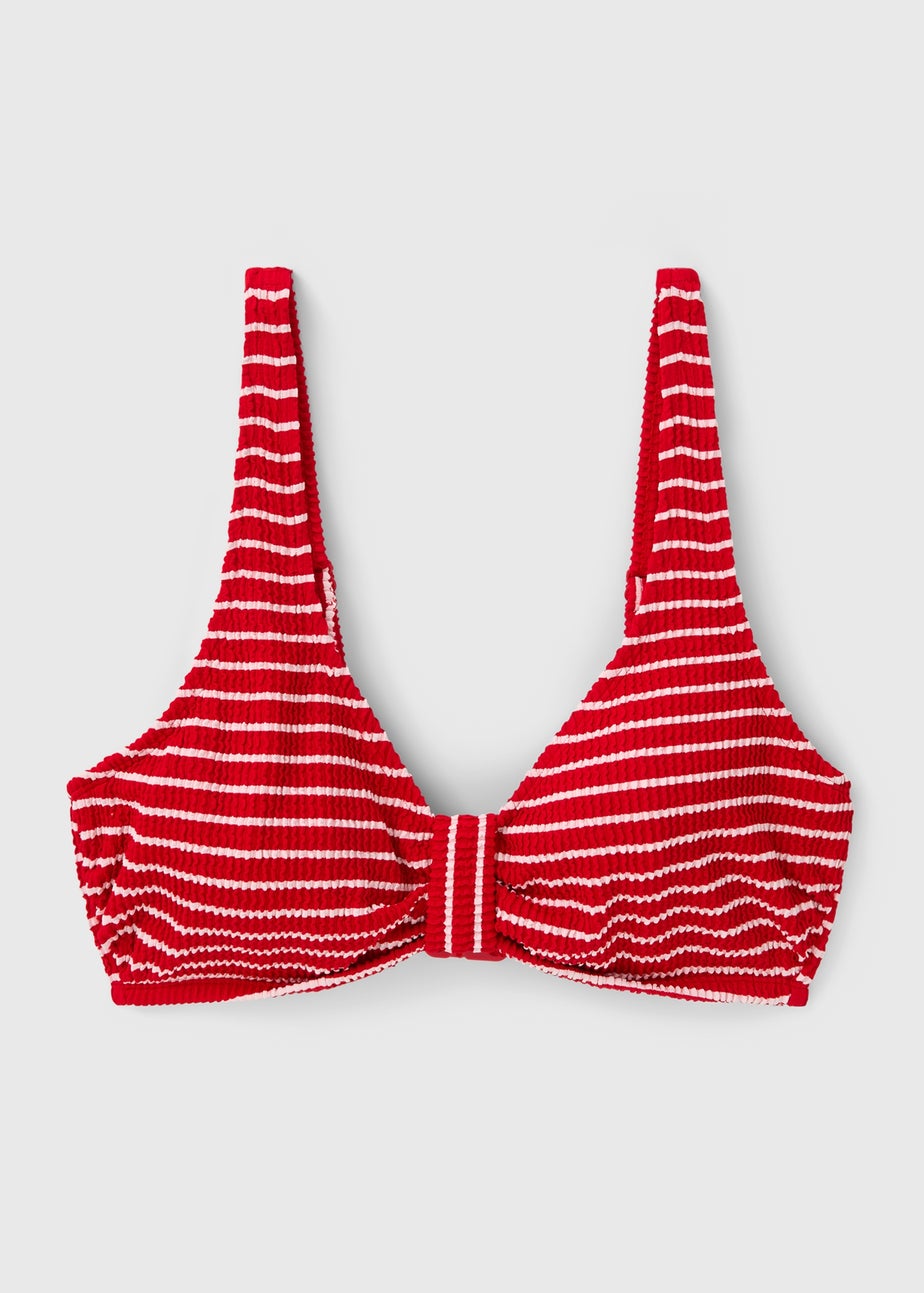 DD+ Red Stripe Knot Bikini Top