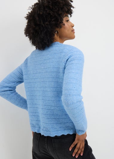 Blue Stitch Scallop Cardigan