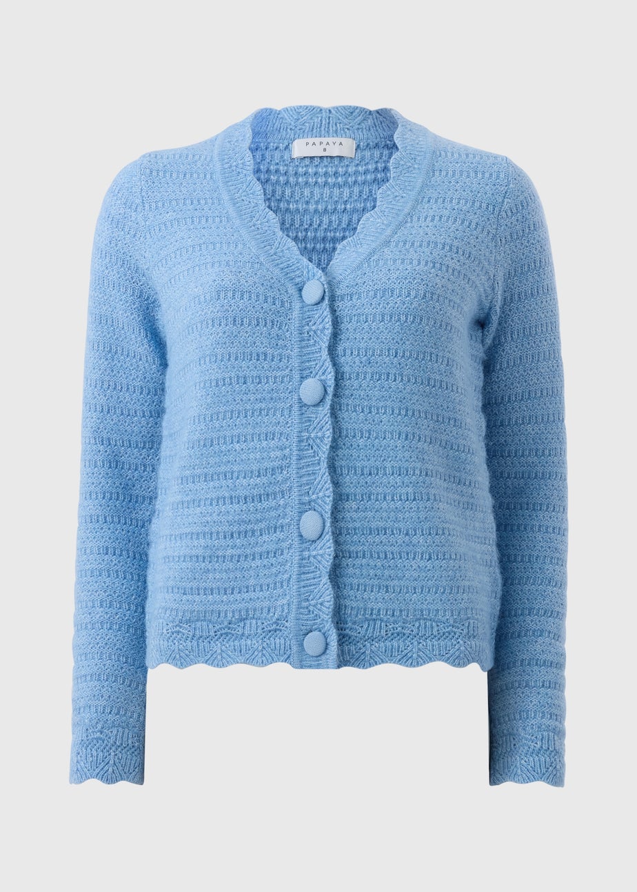 Blue Stitch Scallop Cardigan