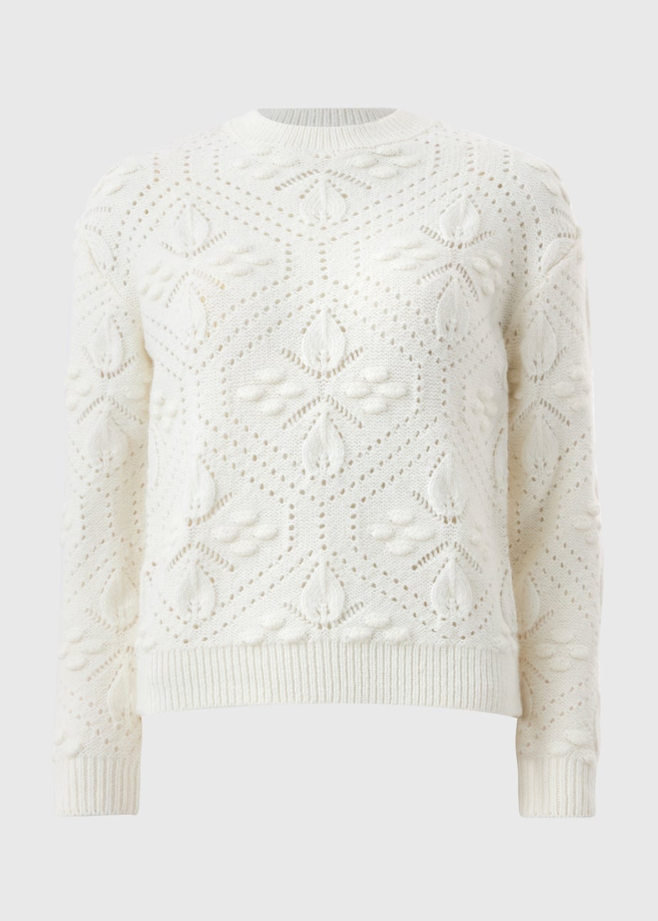 Cream Bobble Stitch Cable Jumper