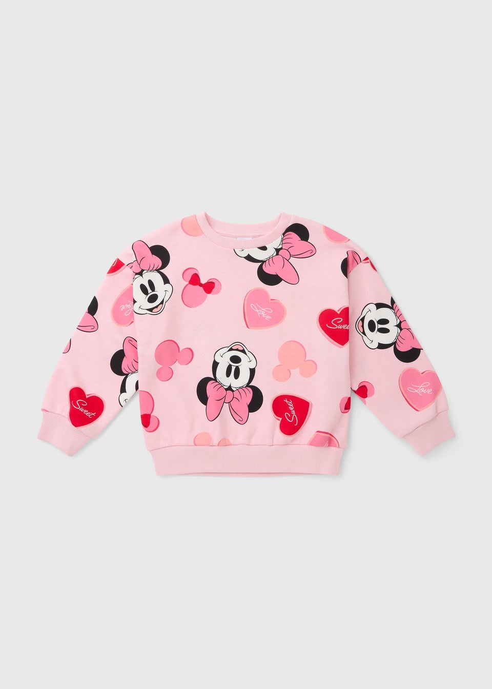 Disney Girls Pink Minnie Mouse Heart Sweatshirt (1-7yrs)