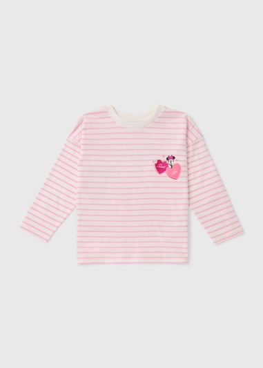Disney Girls Pink Stripe Minnie Mouse Top (1-7yrs)