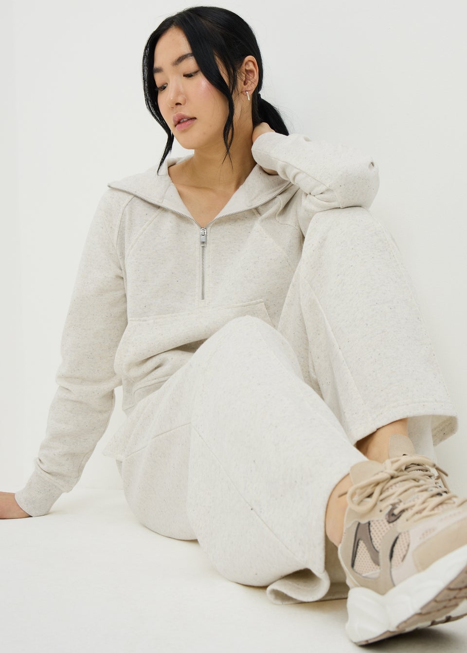 Cream Co Ord Wide Leg Trousers