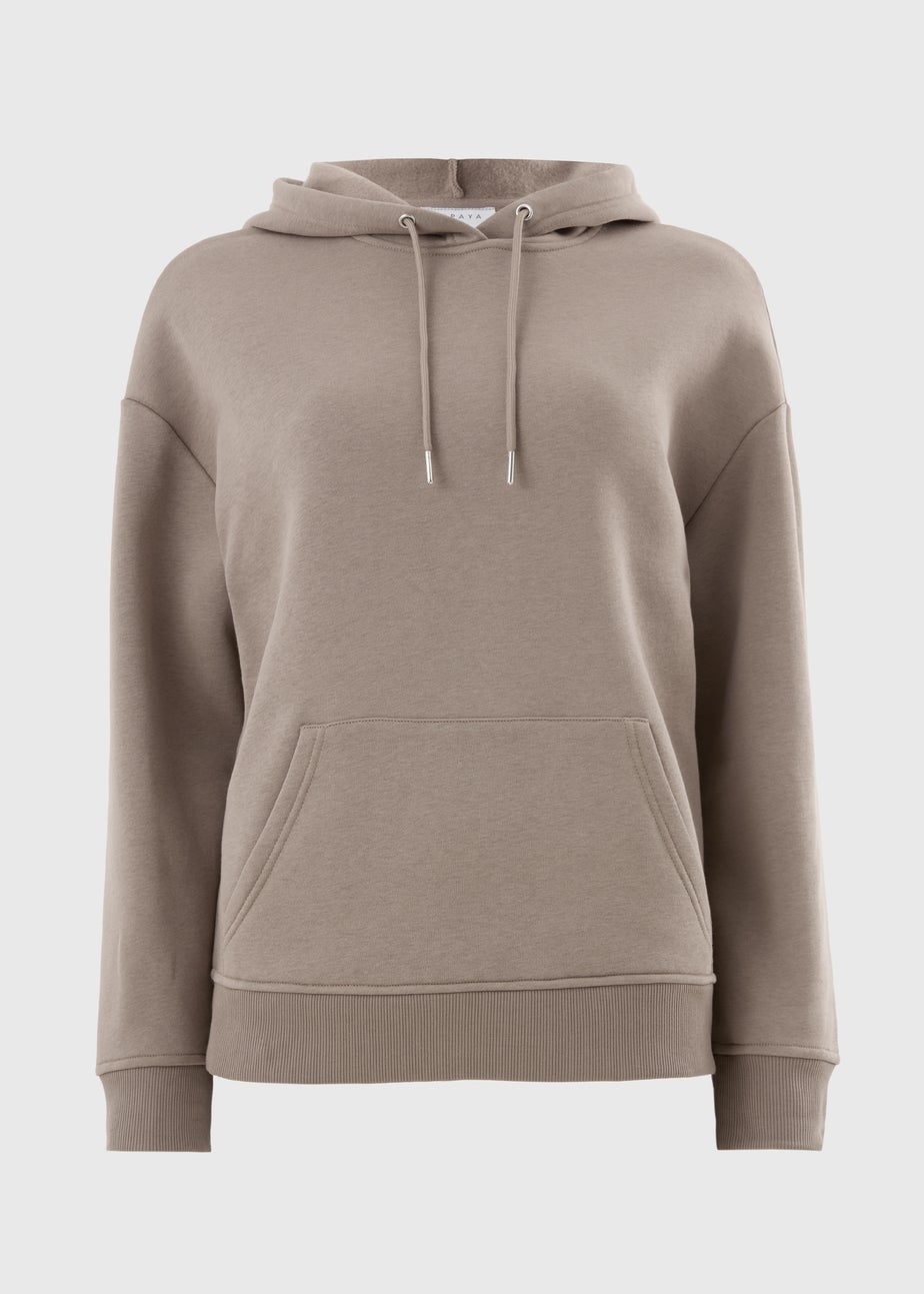 Beige Long Sleeve Basic Hoodie