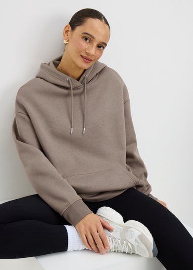 Beige Long Sleeve Basic Hoodie