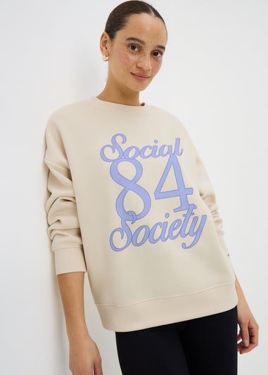 Cream Social Society Graphic Sweatshirt