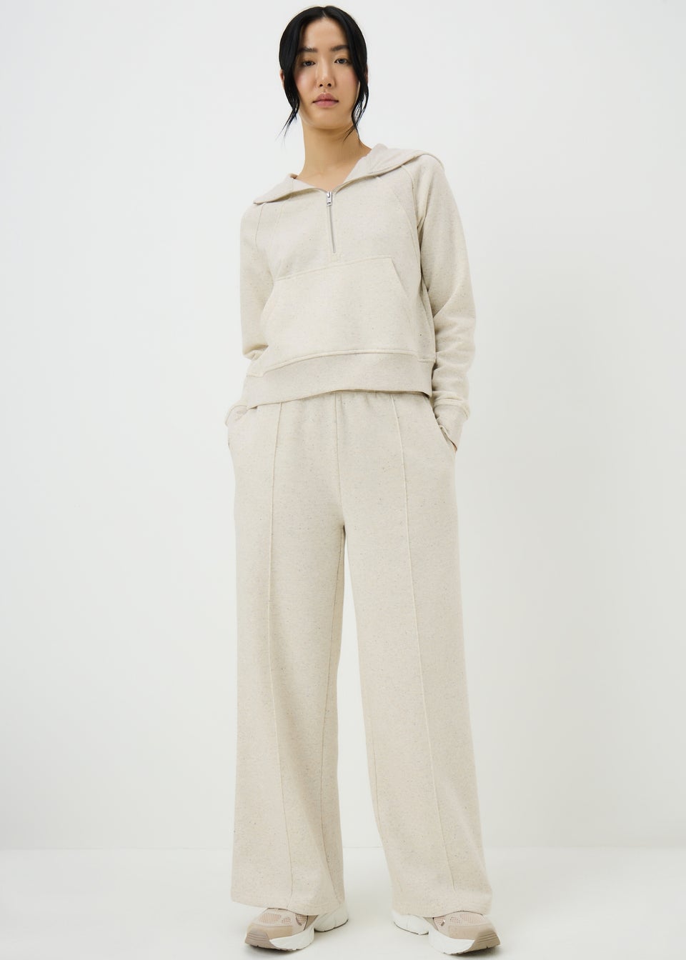 Natural Half Zip Co Ord Hoodie