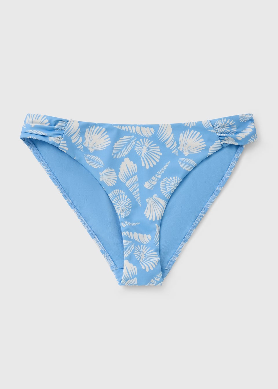 Pale Blue Shell Print Shapewear High Leg Bikini Bottoms