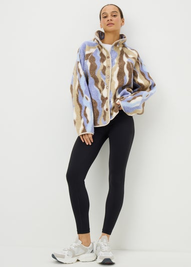 Lilac Abstract Borg Jacket