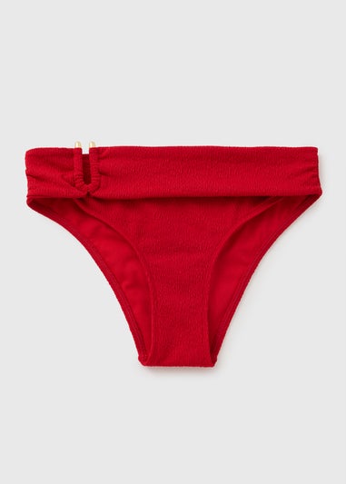 Red Hardware Detail Bikini Bottoms