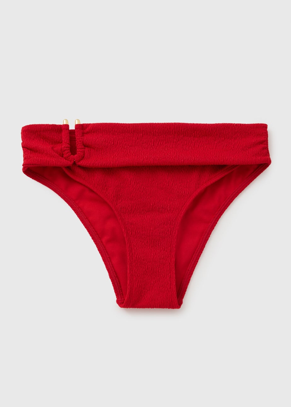 Red Hardware Detail Bikini Bottoms