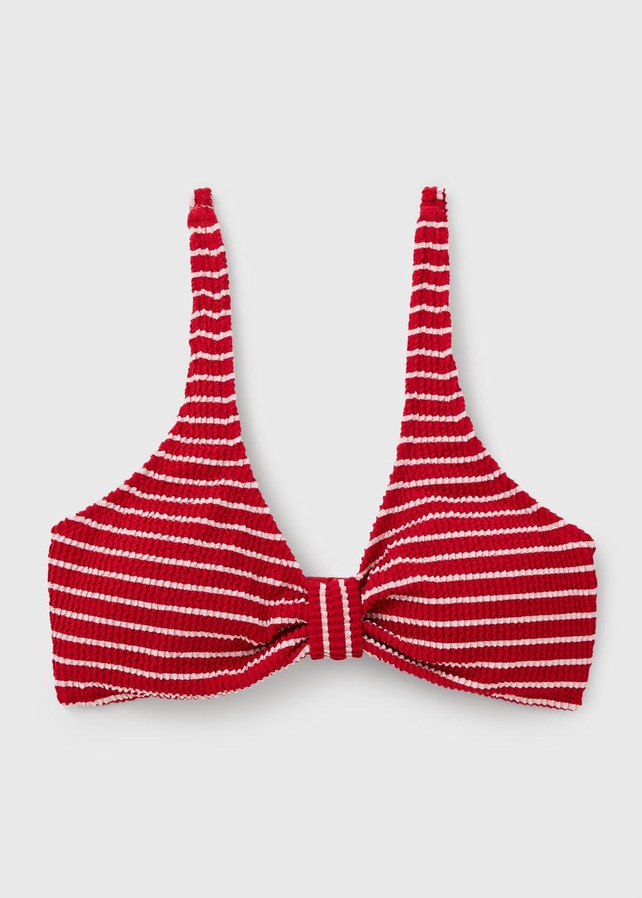 Red Stripe Knot Bikini Top