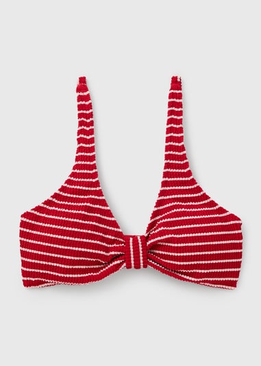 Red Stripe Knot Bikini Top