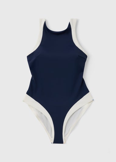 Navy Colour Block Swimsuit