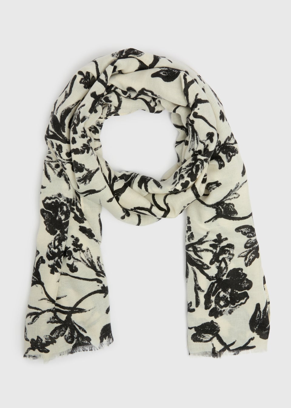 Cream Floral Woven Scarf