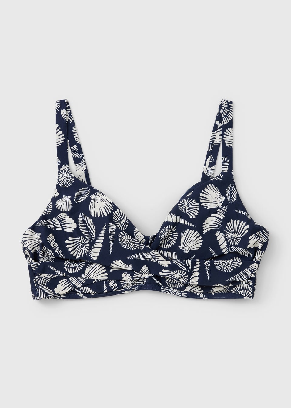 Navy Shell Print Twist Front DD+ Bikini Top