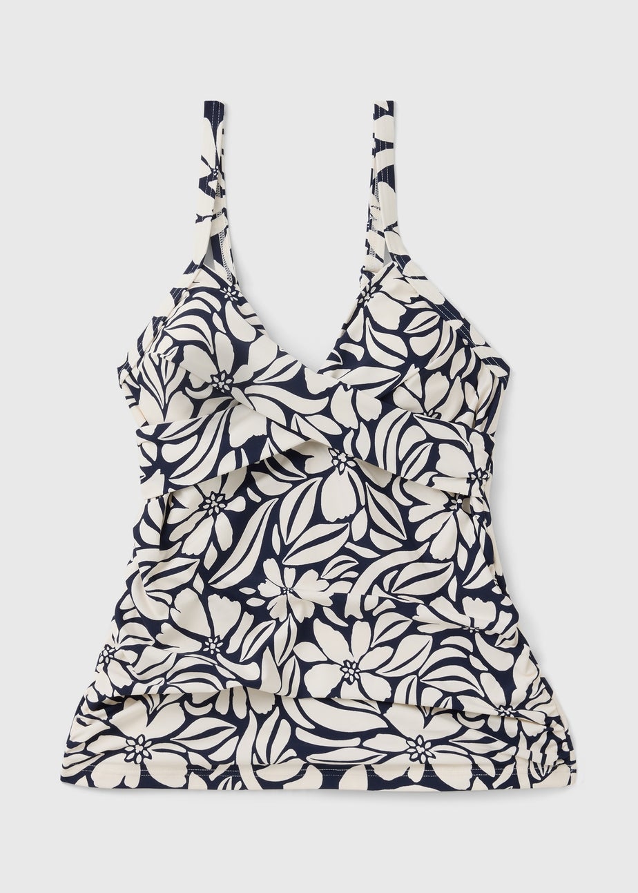 Navy Print Shapewear Tankini Top