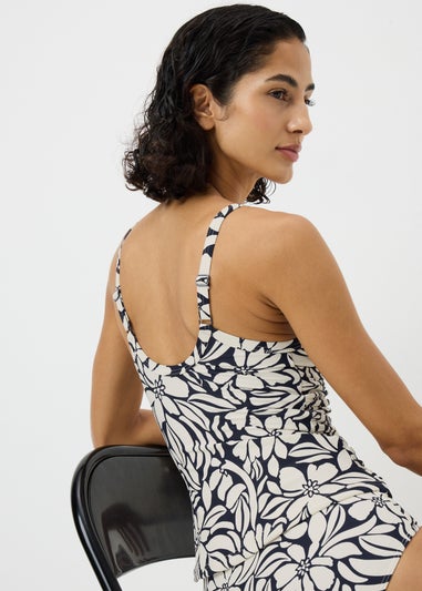 Navy Print Shapewear Tankini Top