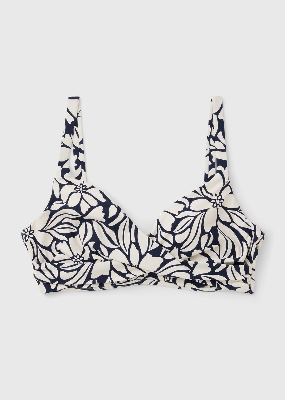 DD+ Navy Tropical Floral Shapewear Bikini Top