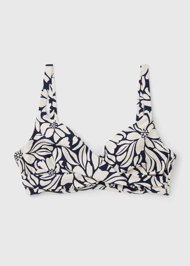 DD+ Navy Tropical Floral Shapewear Bikini Top