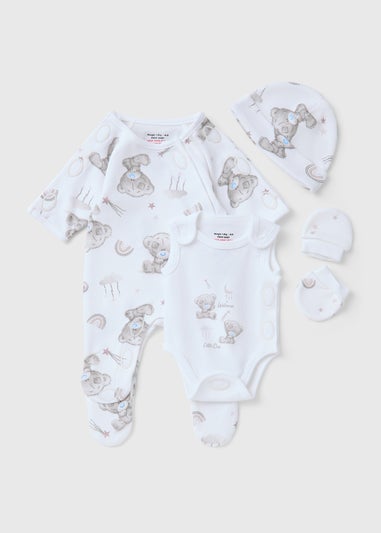 Tiny Tatty Teddy 4 Piece Prem Baby White Sleepsuit Set (3-4lb)