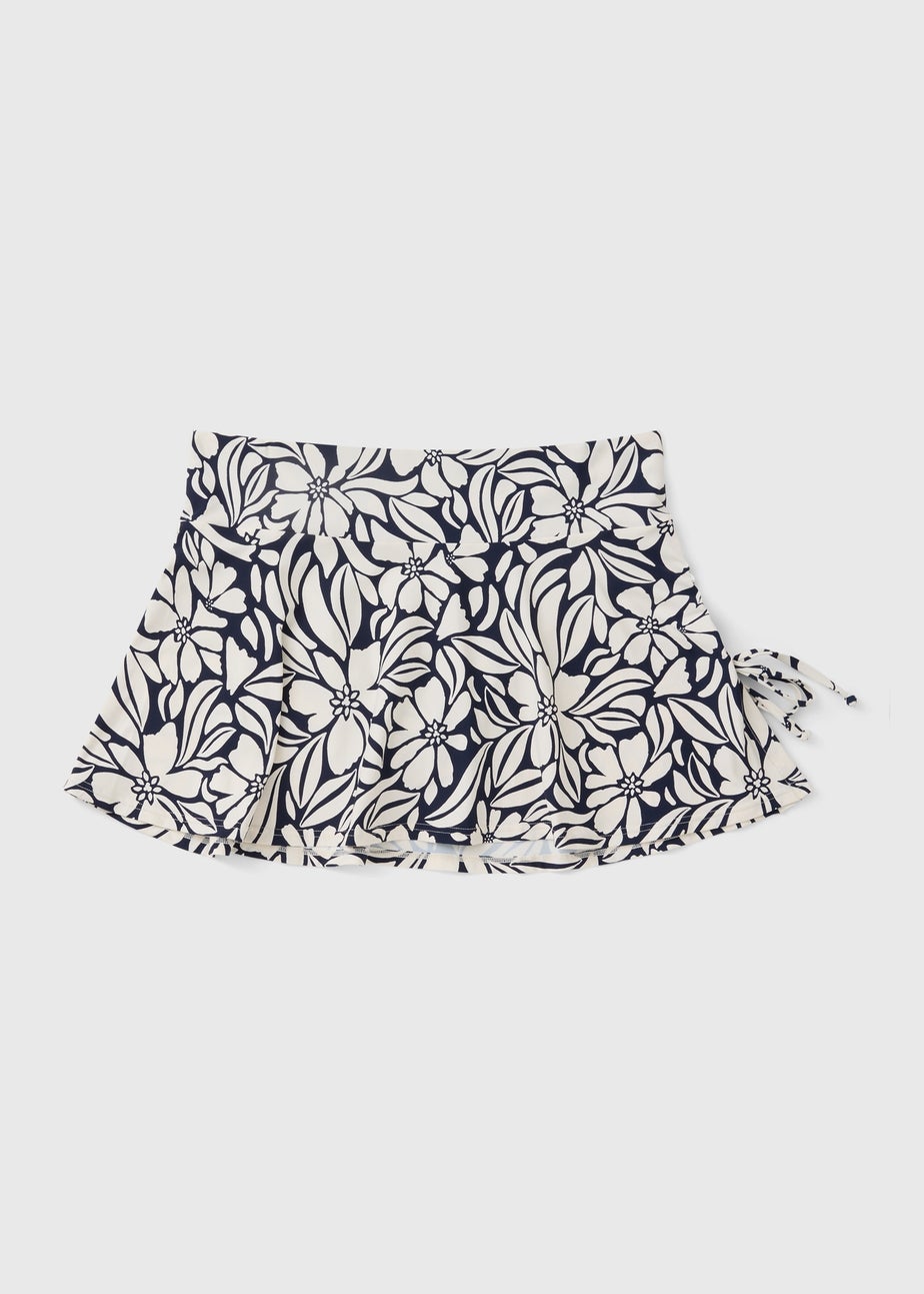 Navy Print Shapewear Skirt Bikini Bottoms