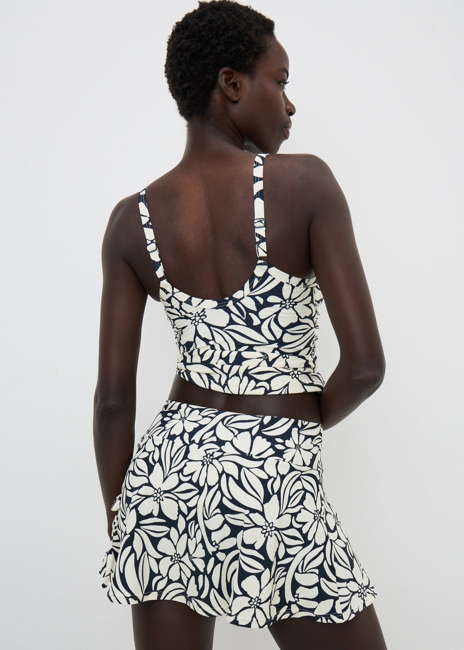 Navy Print Shapewear Skirt Bikini Bottoms