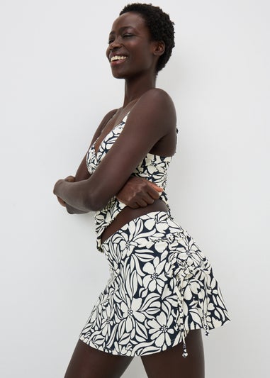 Navy Print Shapewear Skirt Bikini Bottoms