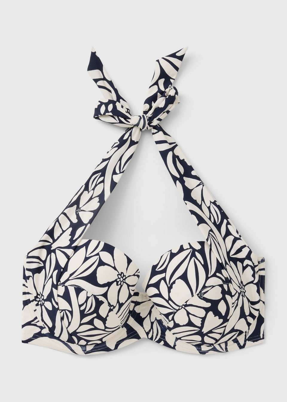 Navy Print Shapewear Cupped Bikini Top