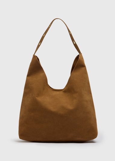 Tan Faux Suede Slouch Bag