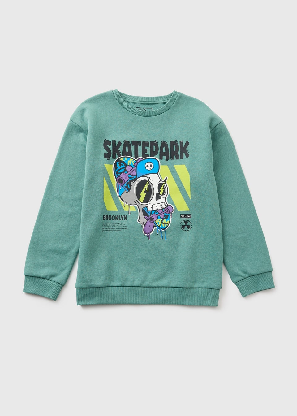 Boys Green Skate Park Sweatshirt (7-15yrs)