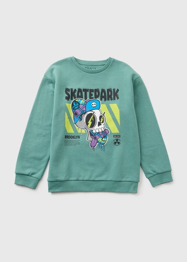 Boys Green Skate Park Sweatshirt (7-15yrs)